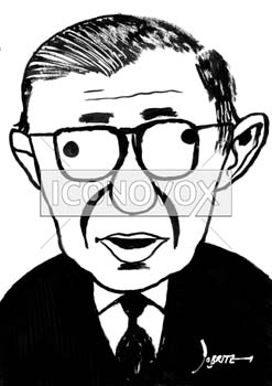 Jean-Paul Sartre, caricature de Dobritz, 0049-0356 | ICONOVOX : Source  d'iconographie et de dessins de presse